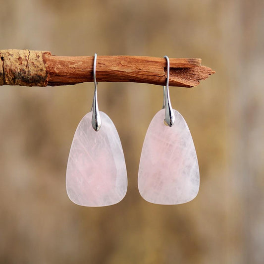 AuraGlow Earrings - Elegant Rose Quartz Protective Jewelry