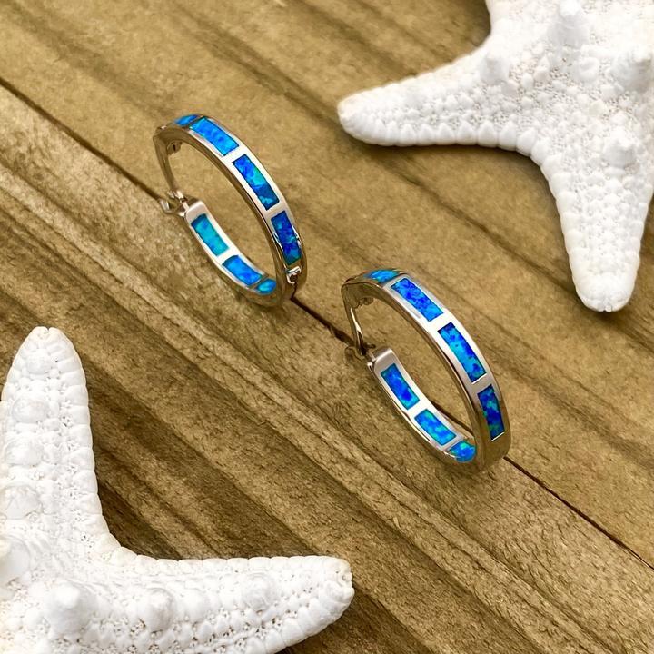 Elegant Mareva Earrings in Luxurious Silver and Sparkling Opal - An Oceanic Jewel