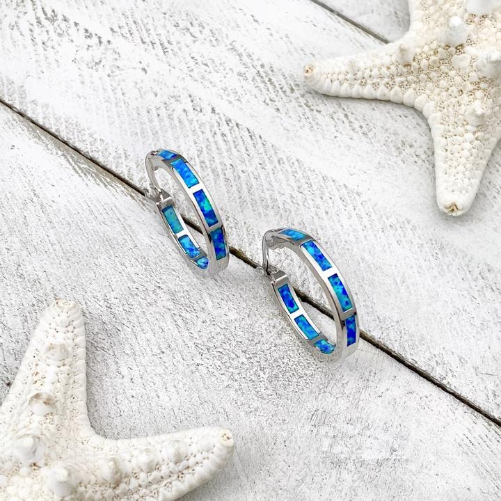 Elegant Mareva Earrings in Luxurious Silver and Sparkling Opal - An Oceanic Jewel