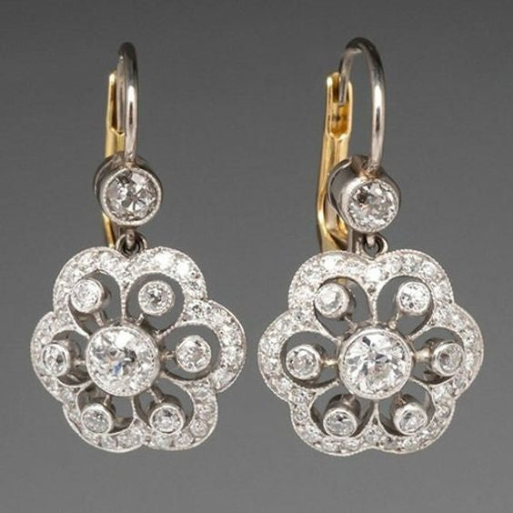 Elegant Vintage Crystal Mandala Earrings - Elena