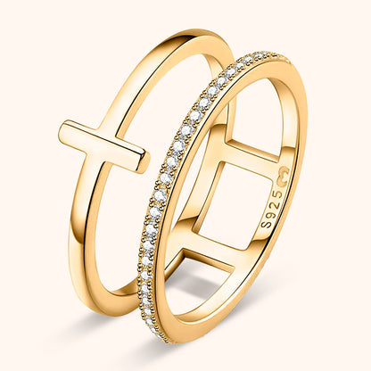 Elegante Dubbele Kruisring - Celeste
