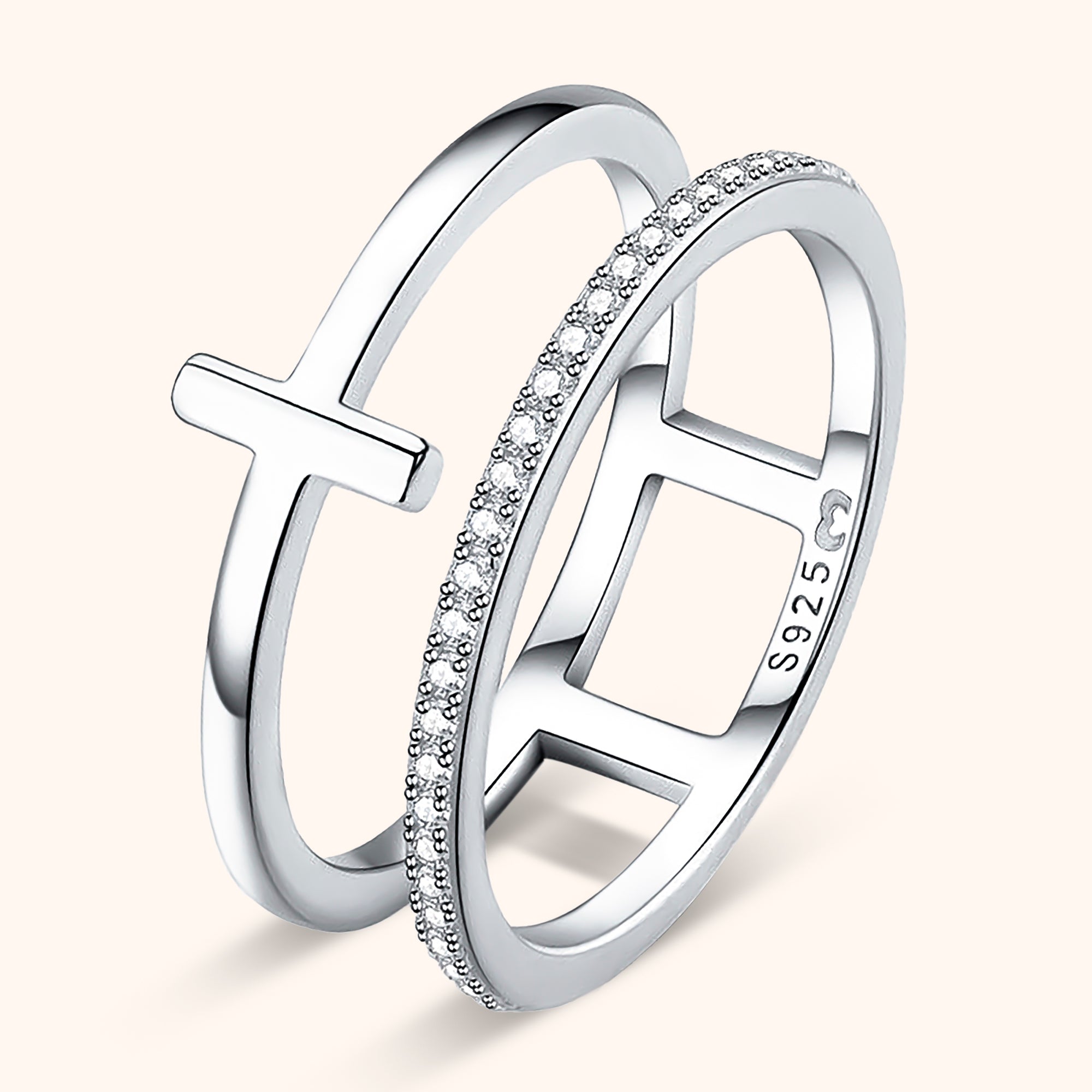 Elegant Double Crossover Ring - Celeste