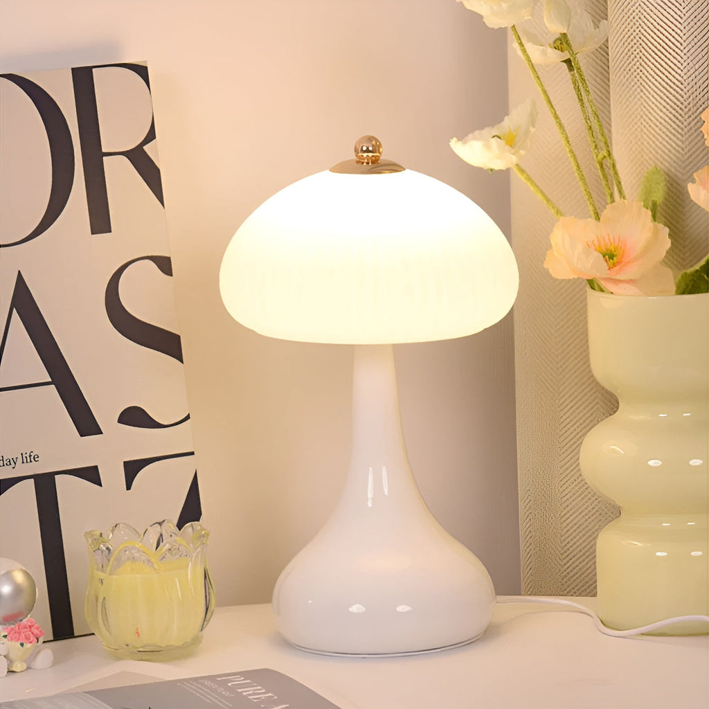 Eleganza Luxe Table Lamp – Timeless Mushroom Shape with LED Dimming Function in Soft Colors