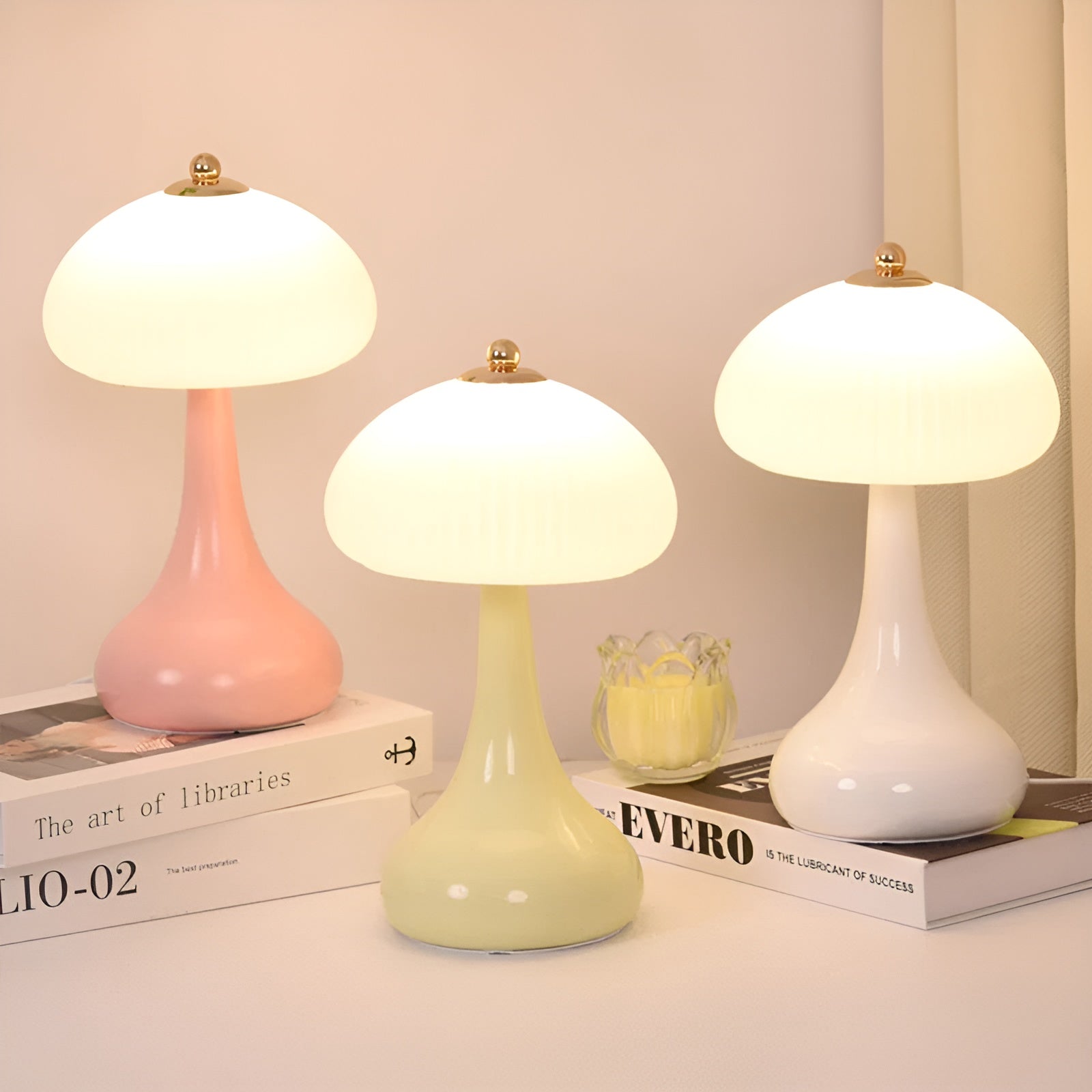 Eleganza Luxe Table Lamp – Timeless Mushroom Shape with LED Dimming Function in Soft Colors