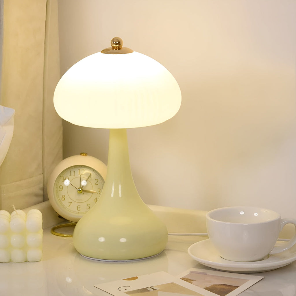 Eleganza Luxe Table Lamp – Timeless Mushroom Shape with LED Dimming Function in Soft Colors