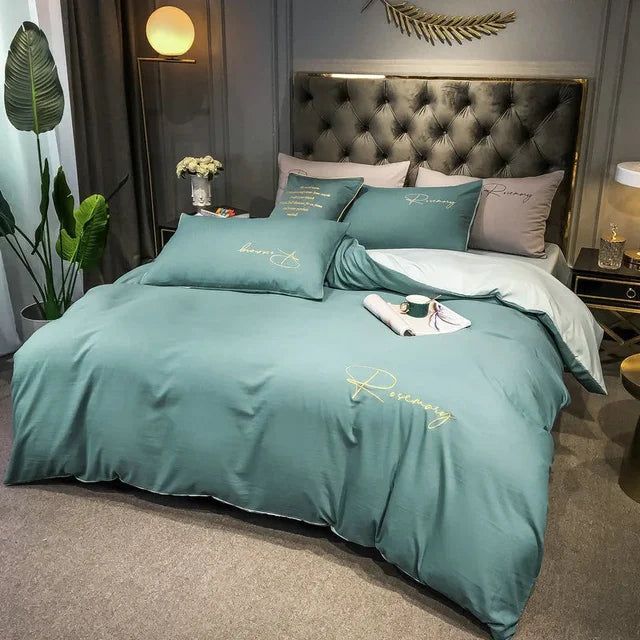 EmbroiLux Bedding - Elegant Luxury Duvet Cover with Embroidered Design