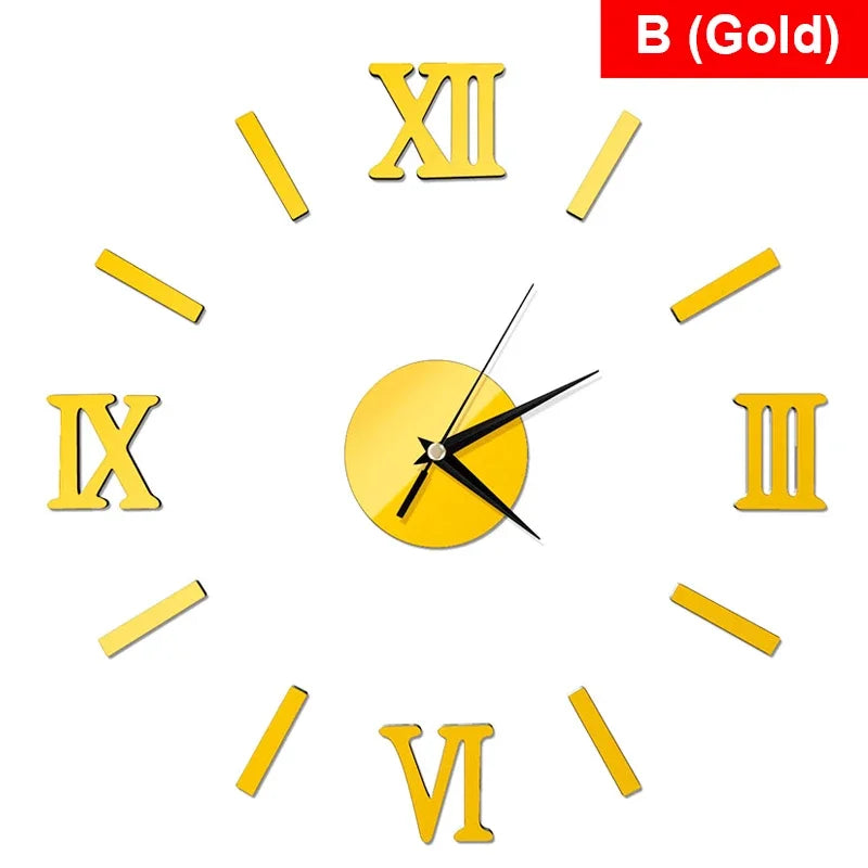 RomanTime 3D Clock - Modern DIY Wall Decor