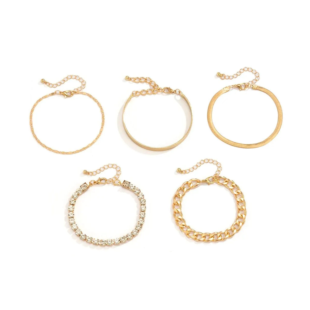 SnakeEdge Bracelet Set - 5-piece Snake Chain in Metal