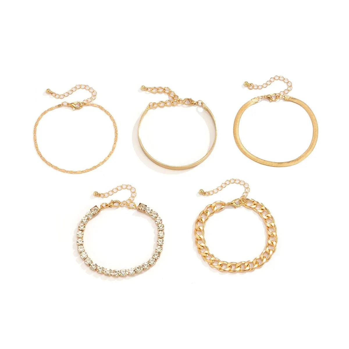 SnakeEdge Bracelet Set - 5-piece Snake Chain in Metal