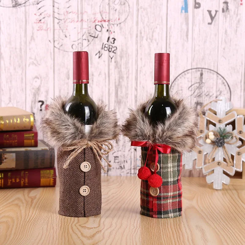 Festive Cheers Wine Bottle Cover - Elegant Wine Bottle Cover for the Holidays
