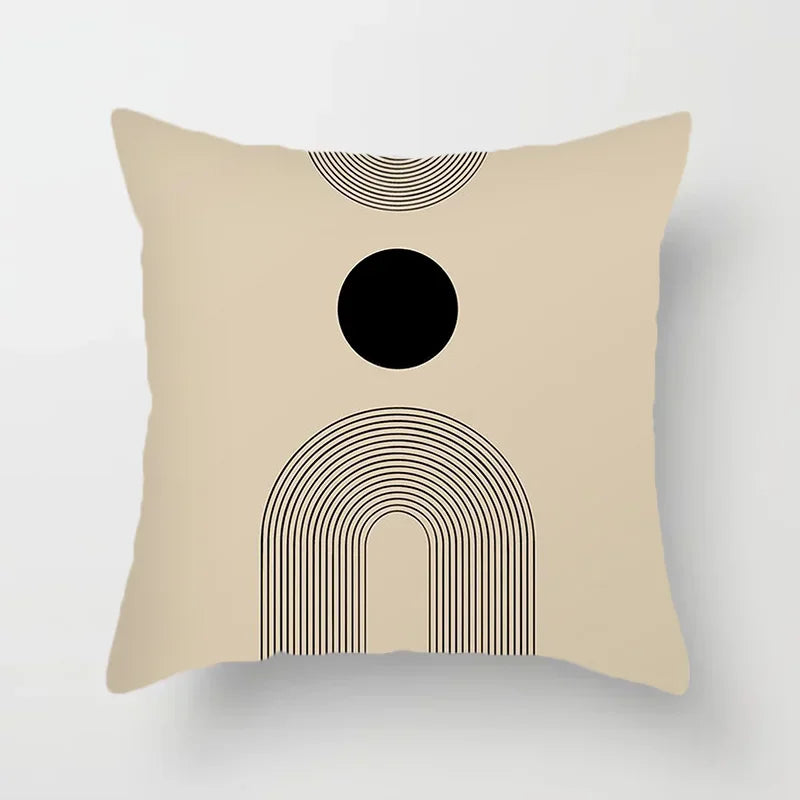 Aurum Cushion Cover - Modern Black and White Cushion Cover with Abstract Art Print