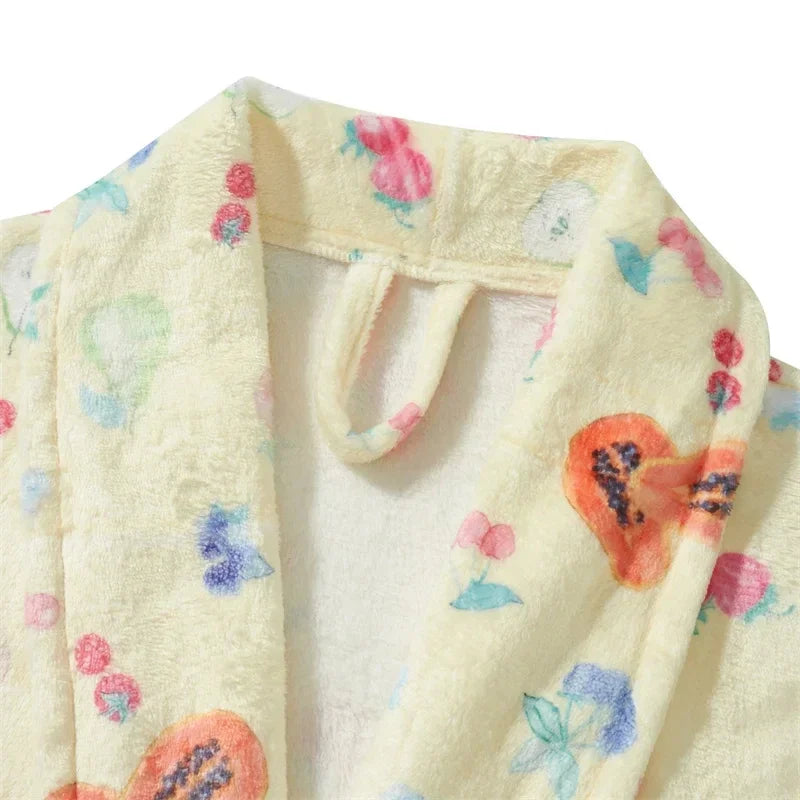 BlossomWrap Bathrobe - Luxury Flannel Bathrobe with Floral Motif
