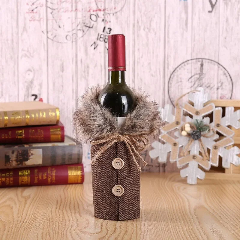 Festive Cheers Wine Bottle Cover - Elegant Wine Bottle Cover for the Holidays