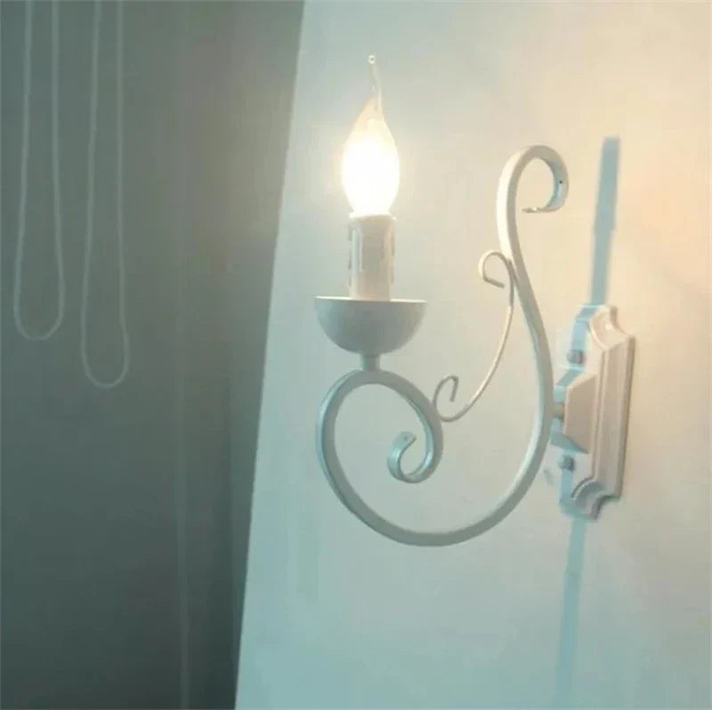 VintageGlow Lamp - Elegant White Wall Lamp with E14 Candle Bulb