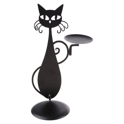 Midnight Panther - Mystical Black Cat Candle Holder