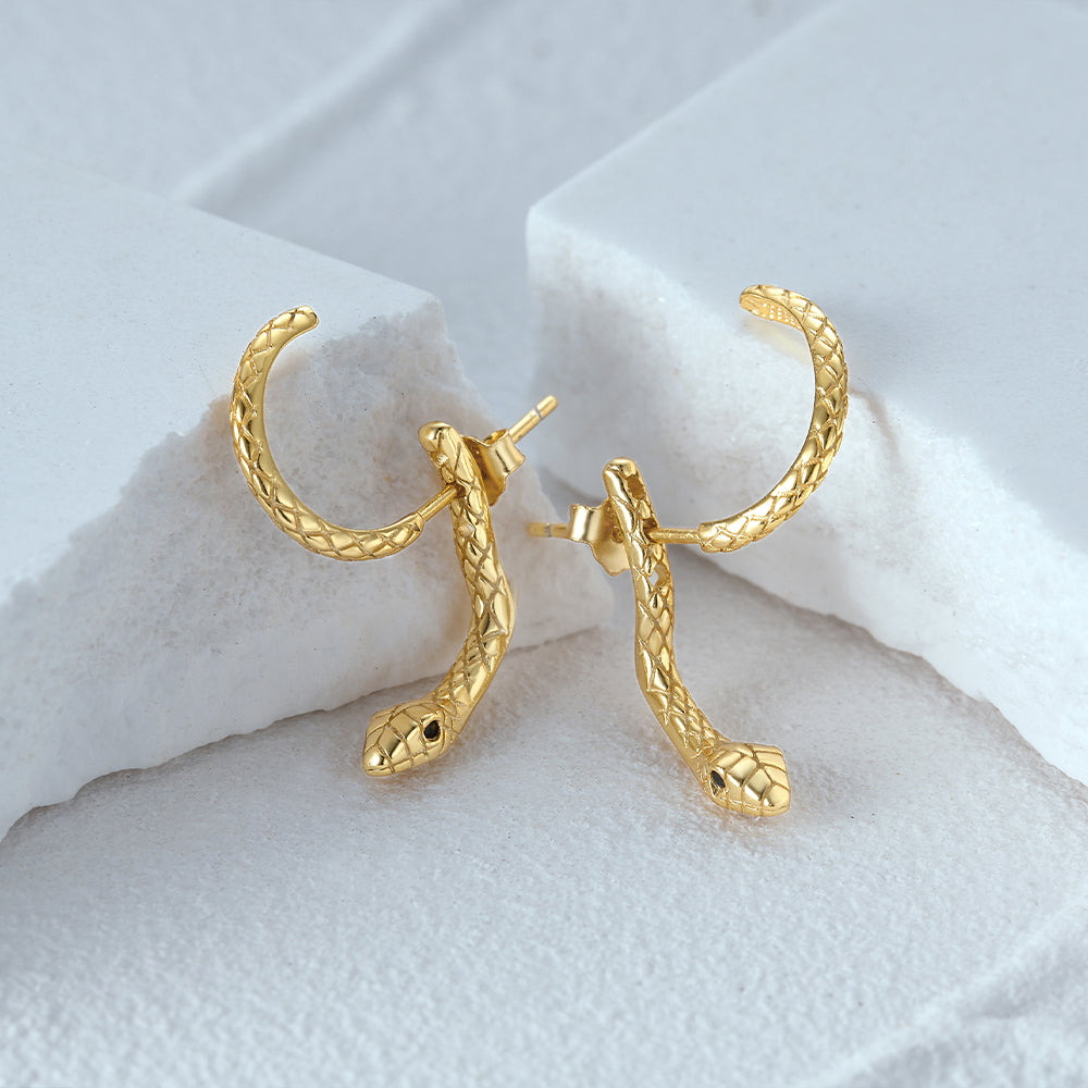 SerpentEdge Earrings - Elegant Snake-Shaped Earrings