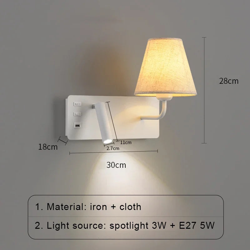 LuminoWall - Minimalist USB Wall Lamp with Reading Spot
