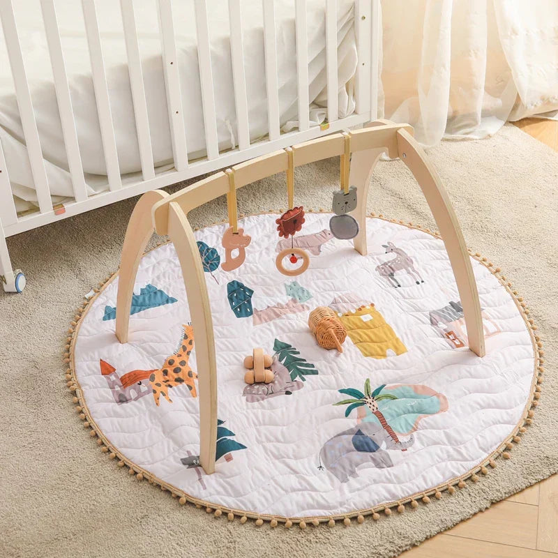 Montessori Rattle Frame - Wooden Toy with Play Objects