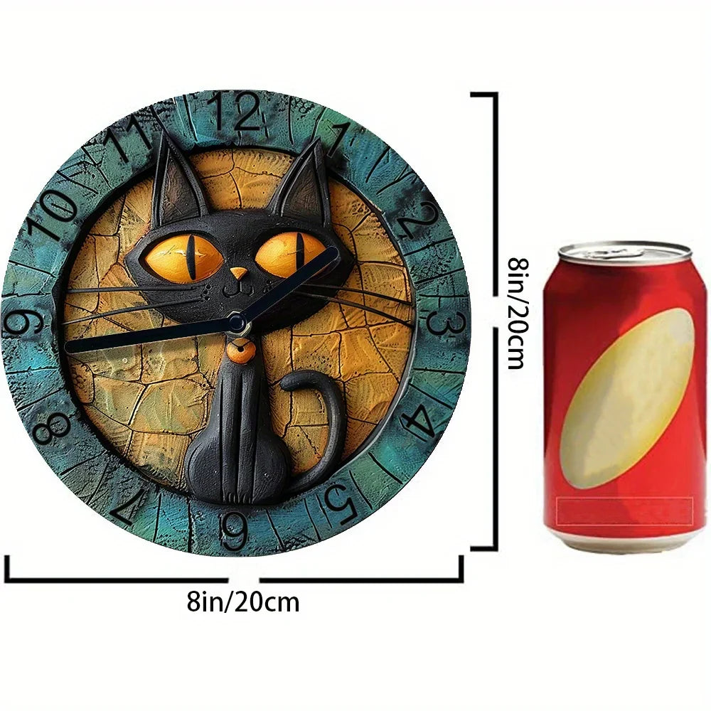 CircleDesign - Modern Wall Clock with Cat Print