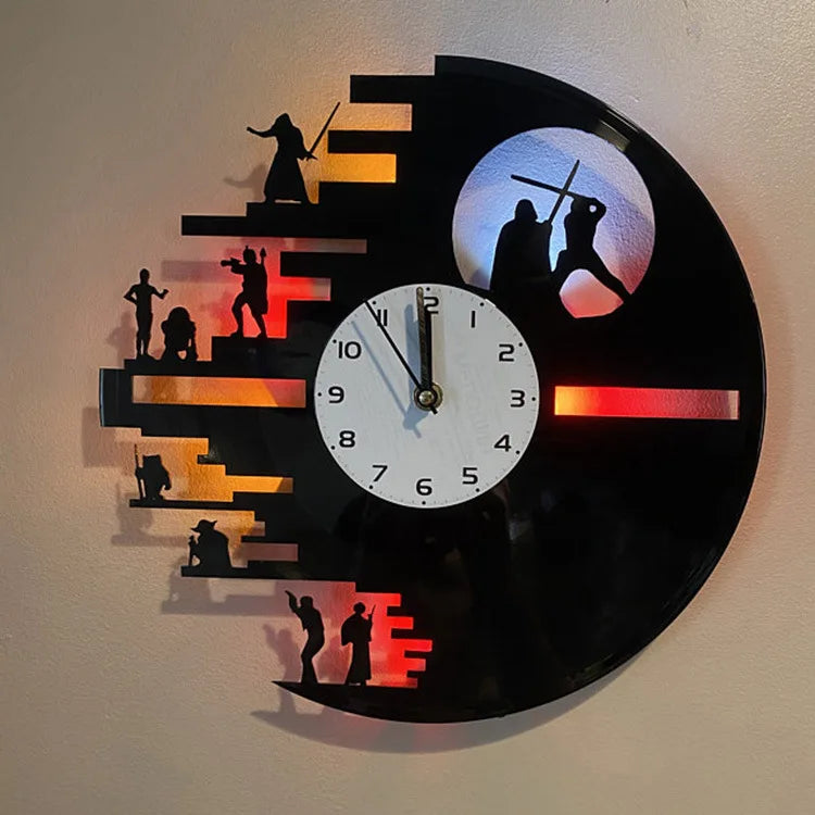 Star Wars Vinyl Clock - LED Wall Decor for Bedroom