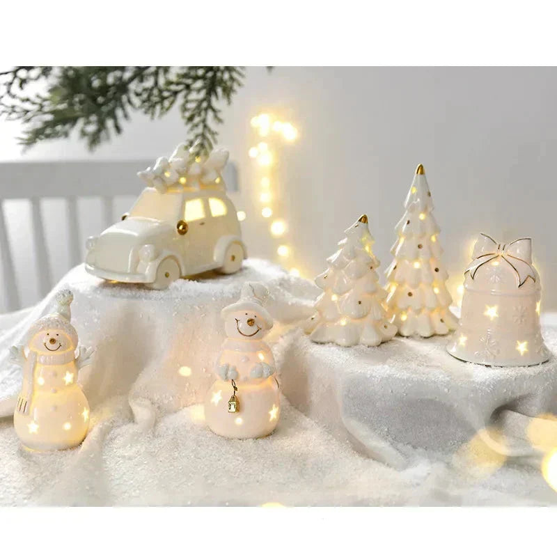 Magical Christmas Decoration - Light-Up Ceramic Snowman for Festive Decor