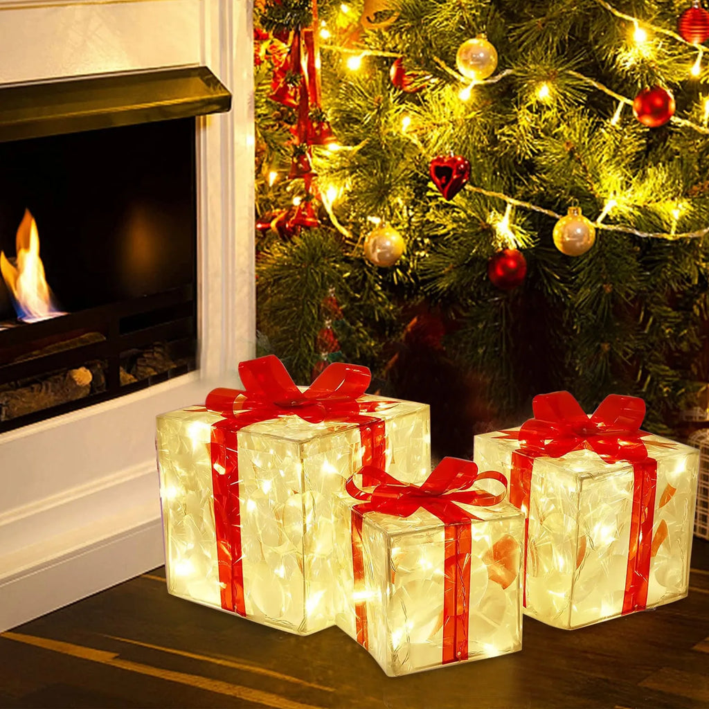 EclatDeNoel Christmas Decoration - Enchanting Light-Up Christmas Gift Box