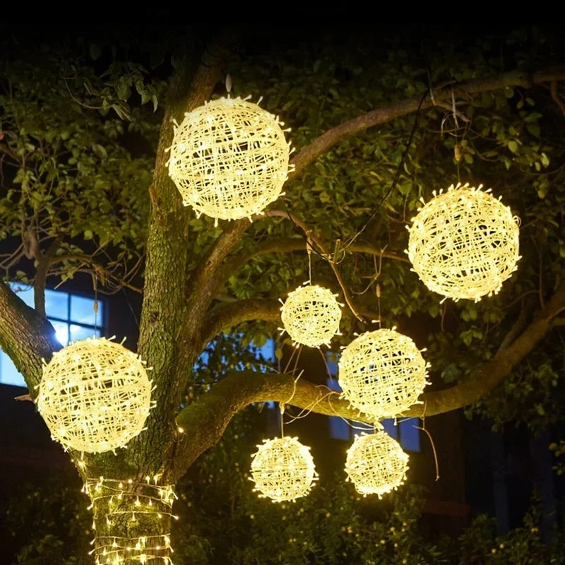 Sphere Rattan Festoon Lights - Elegant Rattan Festoon Lights for Every Occasion