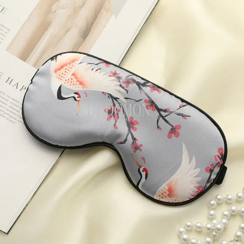 Grue de Soie – Luxury Silk Sleep Mask with Crane Design