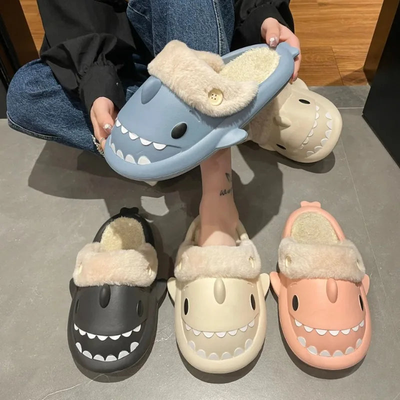 SharkSlippers - Playful Shark Cotton Slippers for Comfortable Indoor Use