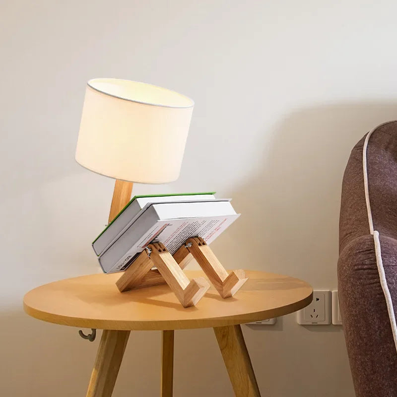RutanFlex – Elegant Wooden Table Lamp with Book Compartment
