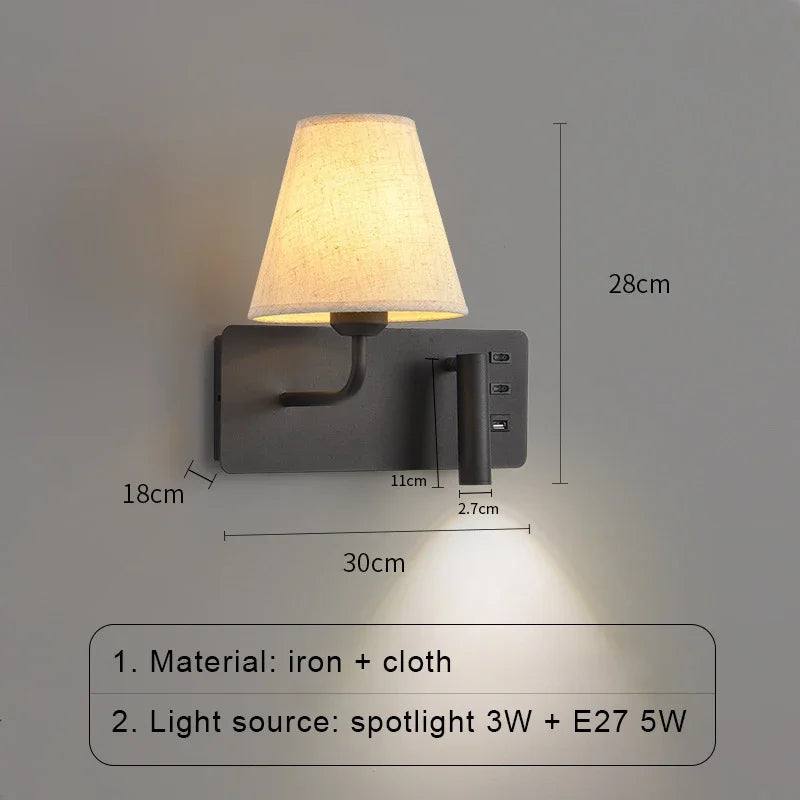 LuminoWall - Minimalist USB Wall Lamp with Reading Spot