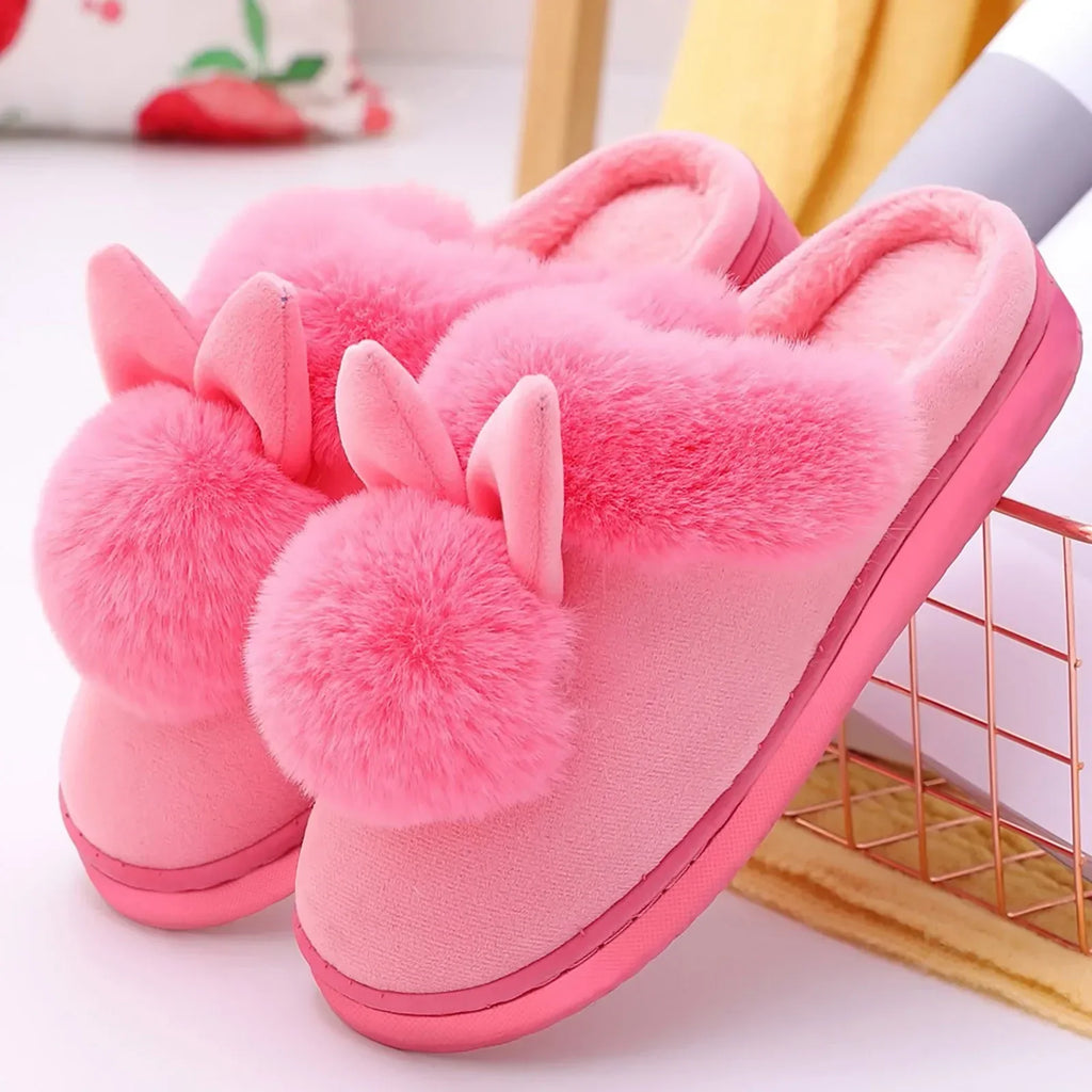 Plush Bunny Slippers - Luxury Plush Slippers with Cute Bunny Ears for Home