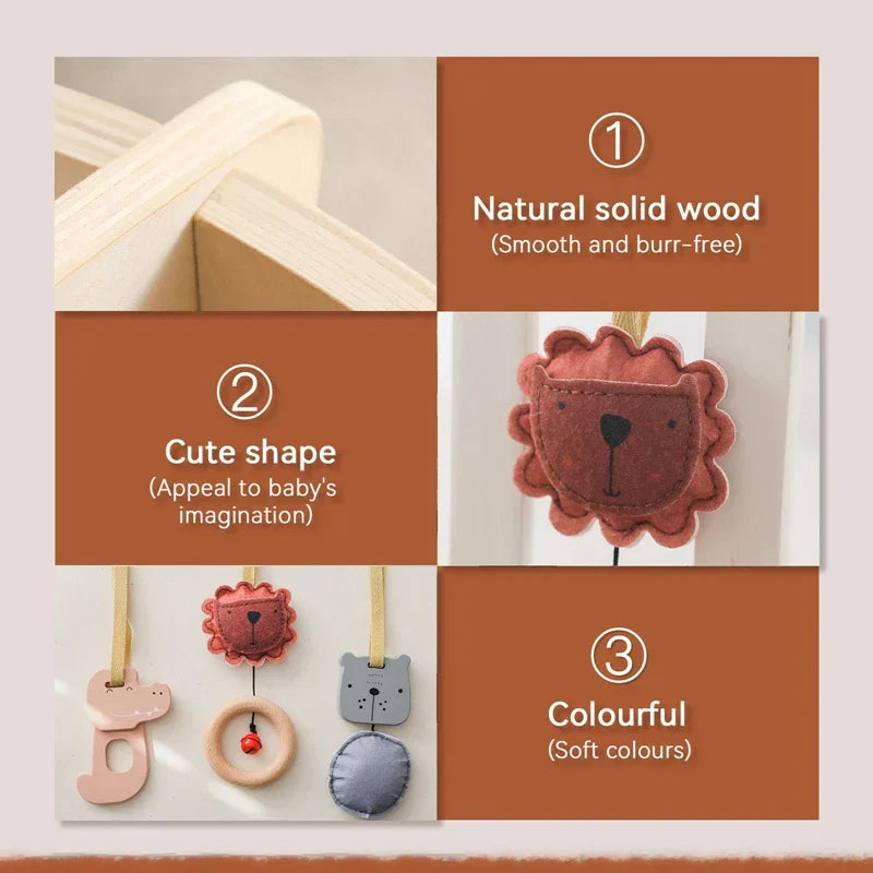 Montessori Rattle Frame - Wooden Toy with Play Objects