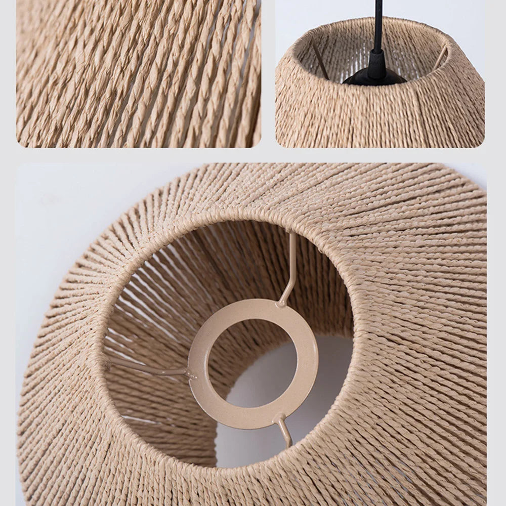 Rattan Pendant Light - Elegant Rattan Pendant Light with Geometric Design for Atmospheric Lighting