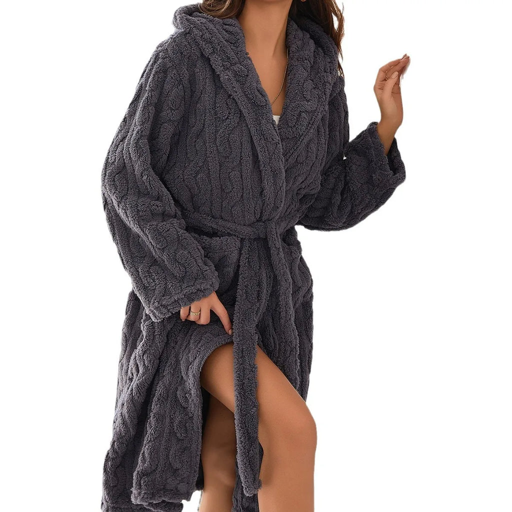 CozyHood Bathrobe - Luxury Pink Coral Fleece Bathrobe