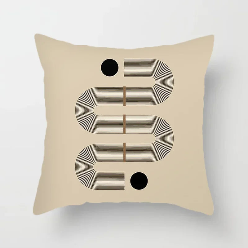 Aurum Cushion Cover - Modern Black and White Cushion Cover with Abstract Art Print