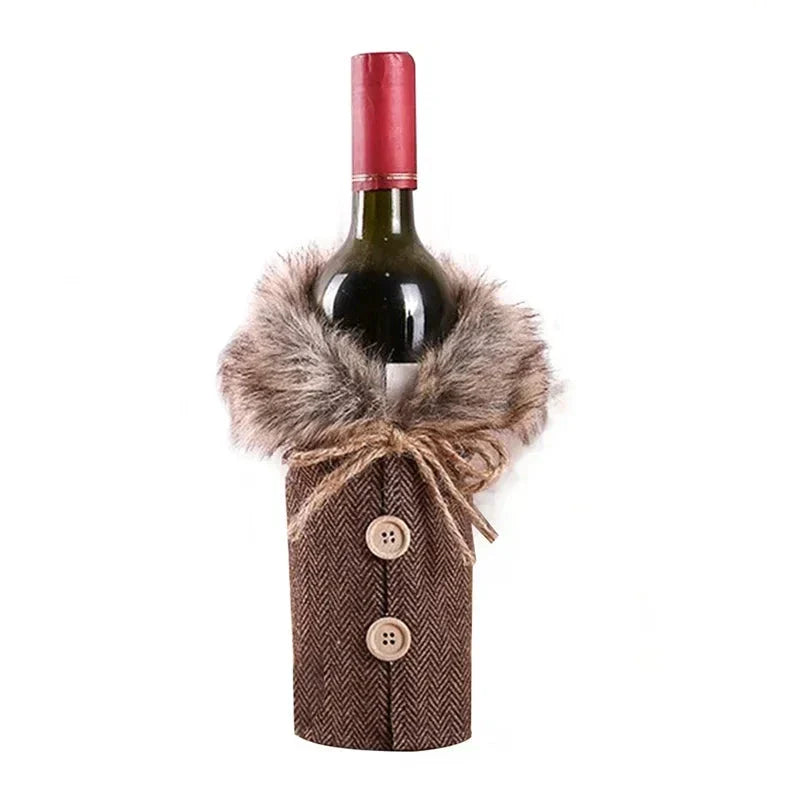 Festive Cheers Wine Bottle Cover - Elegant Wine Bottle Cover for the Holidays