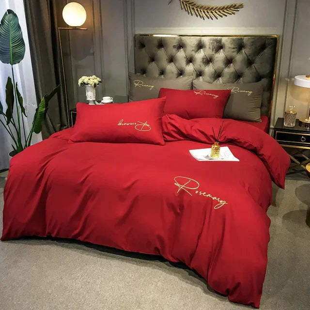 EmbroiLux Bedding - Elegant Luxury Duvet Cover with Embroidered Design