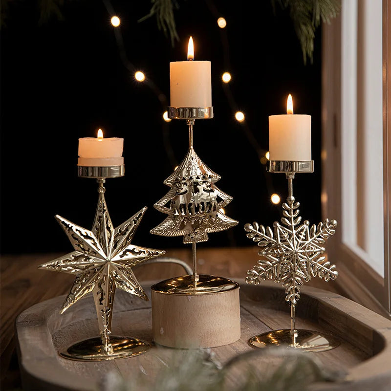 StarGlow Candle Holder - Elegant Gold Decoration for the Holidays