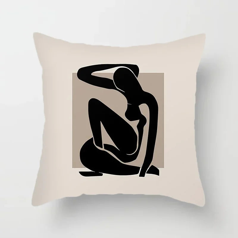 Aurum Cushion Cover - Modern Black and White Cushion Cover with Abstract Art Print