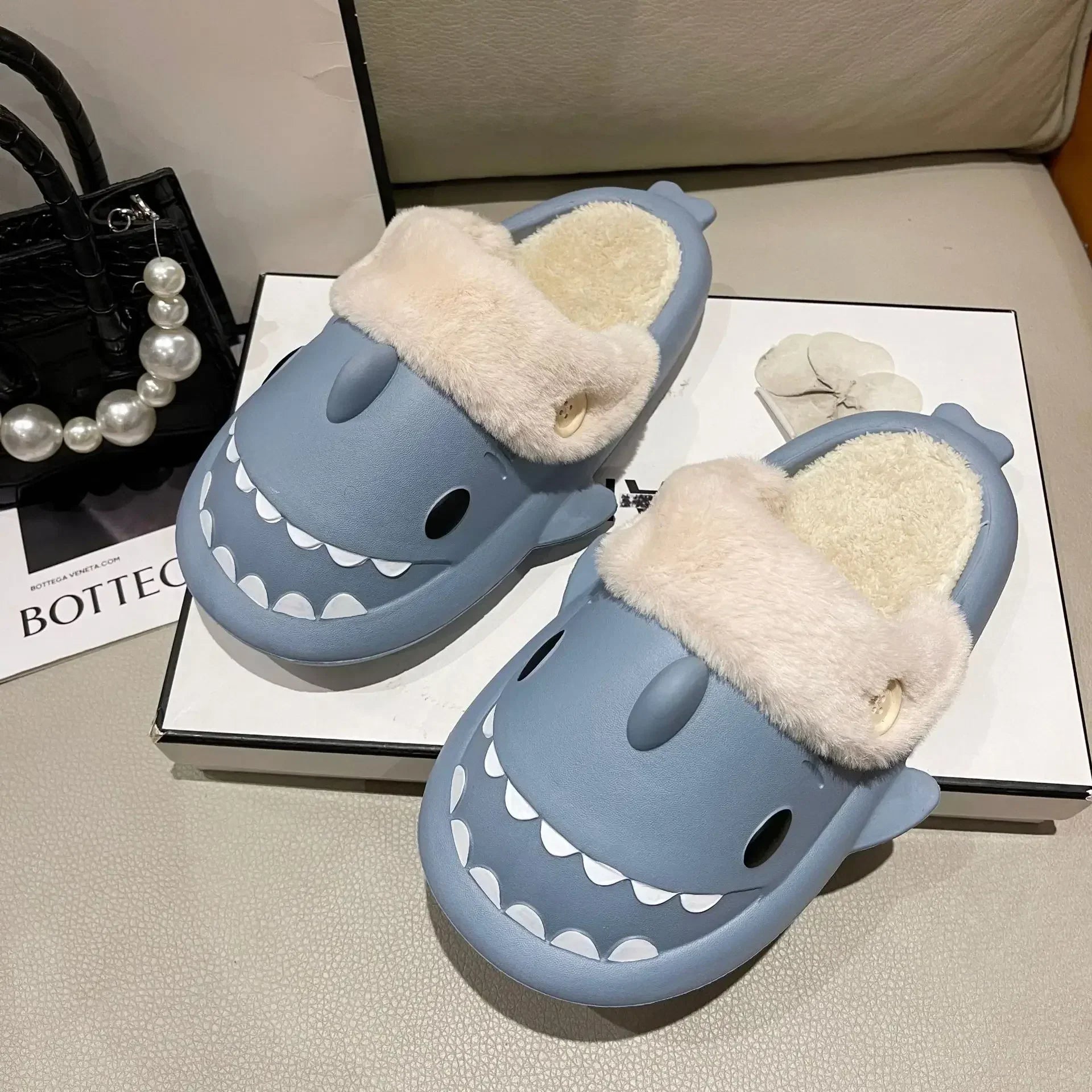 SharkSlippers - Playful Shark Cotton Slippers for Comfortable Indoor Use