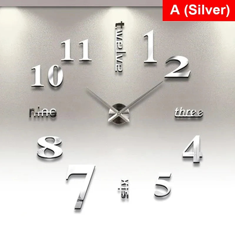 RomanTime 3D Clock - Modern DIY Wall Decor