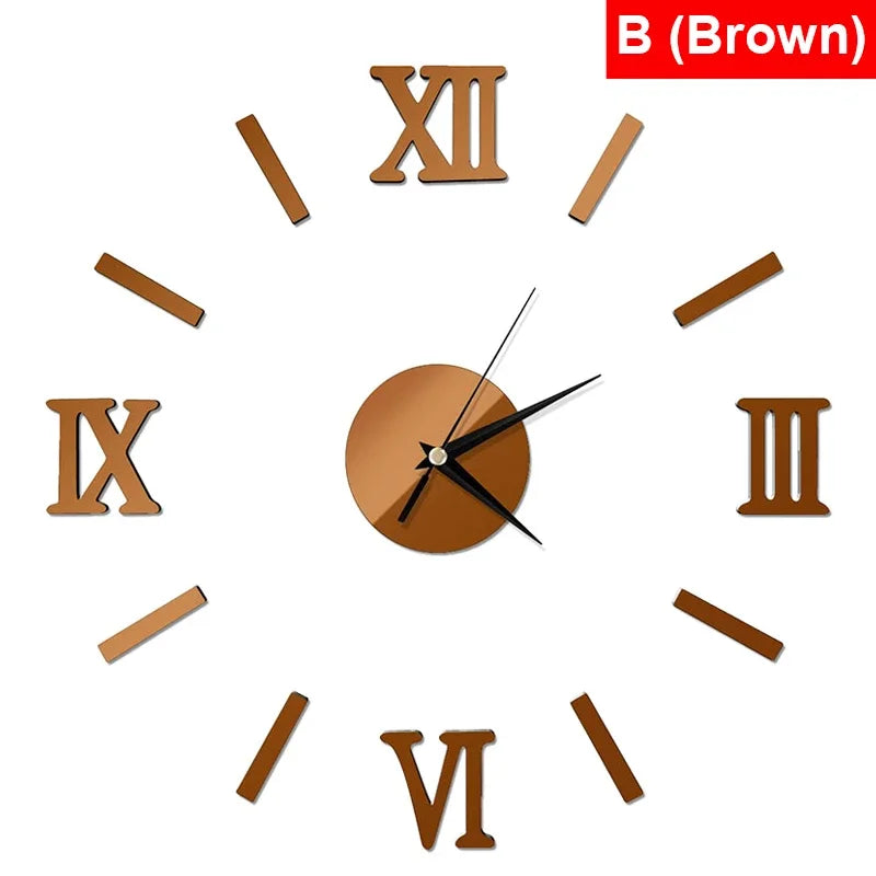 RomanTime 3D Clock - Modern DIY Wall Decor
