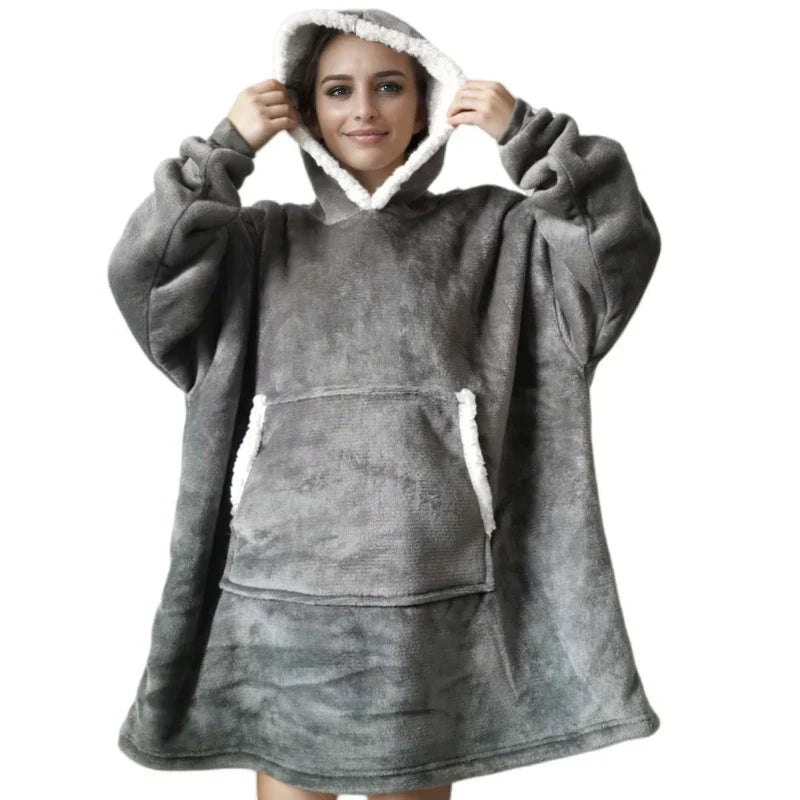 SnugFit Hoody Blanket - Luxury Flannel with Sherpa