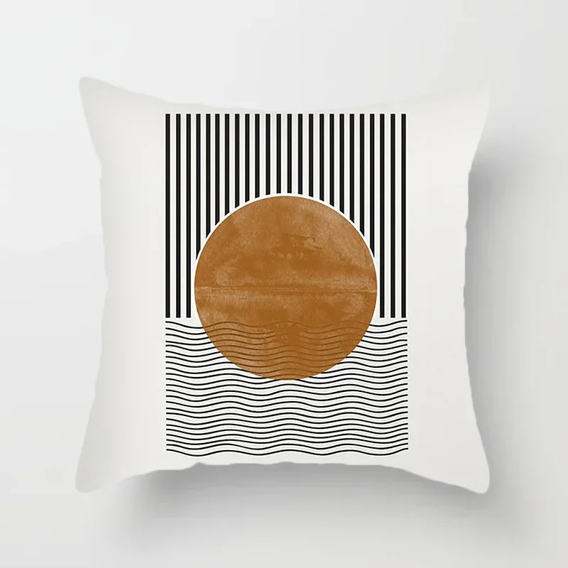 Aurum Cushion Cover - Modern Black and White Cushion Cover with Abstract Art Print