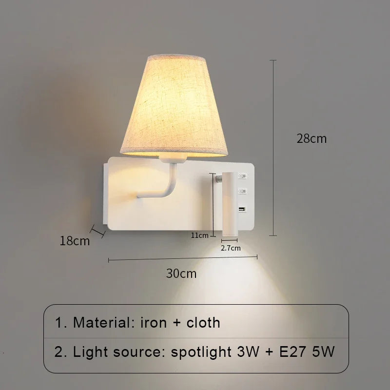 LuminoWall - Minimalist USB Wall Lamp with Reading Spot