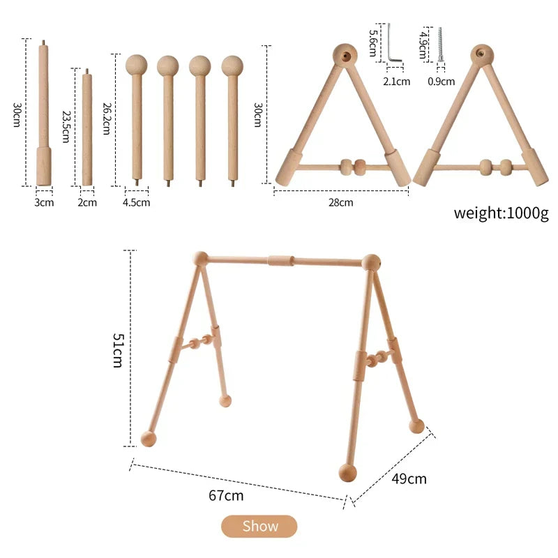 Montessori Rattle Frame - Wooden Toy with Play Objects