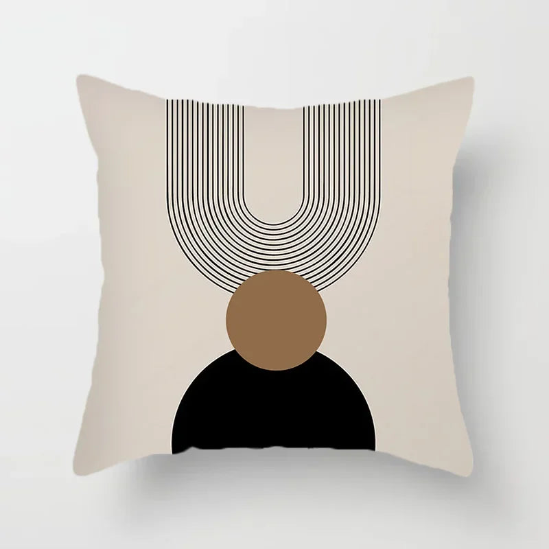 Aurum Cushion Cover - Modern Black and White Cushion Cover with Abstract Art Print
