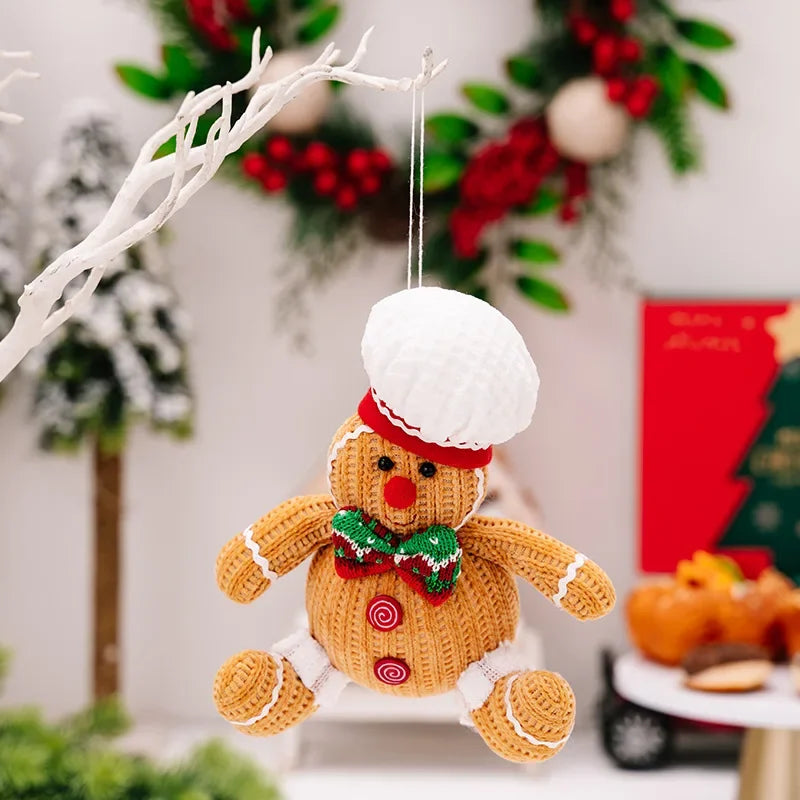 Festive Gingerbread Man Hanging Ornament for Christmas Decoration – Yellow