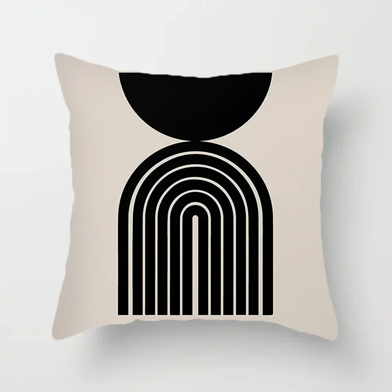 Aurum Cushion Cover - Modern Black and White Cushion Cover with Abstract Art Print